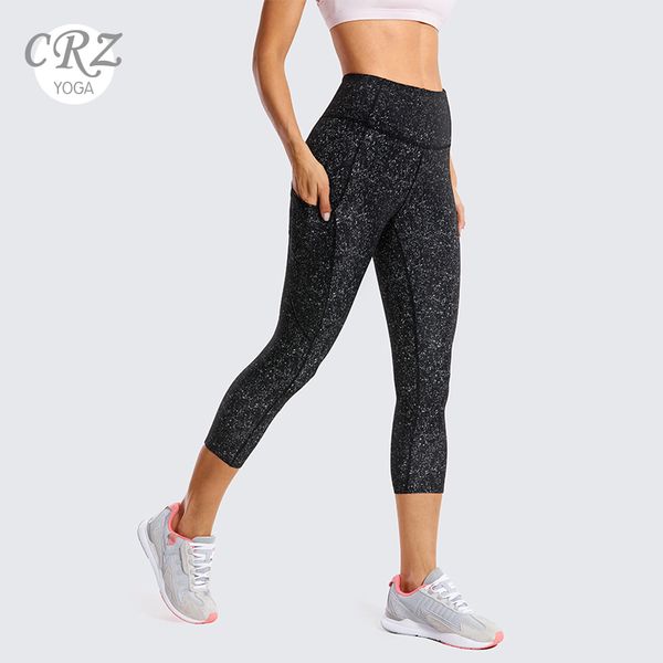 

crz йоги женского голый feeling i высокой талия crop tight run обучение йога capri леггинсы с боковым карманом-19 дюймов, White;red