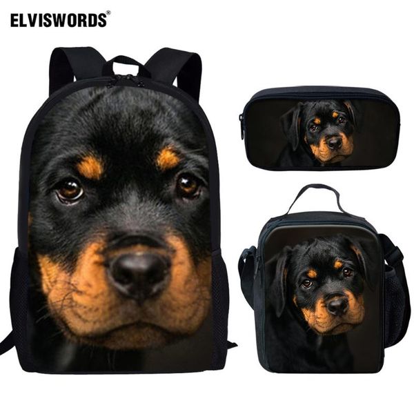 

elviswords 3pcs kawaii rottweiler puppy printed school backpackacks set for kids 3d bag dog print children satchel boys bag pack