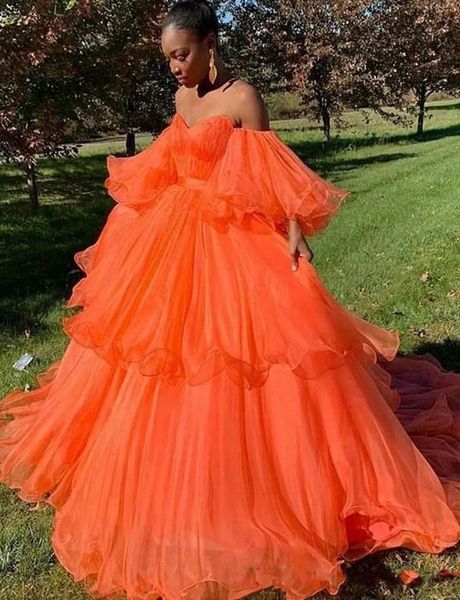 

african a line prom dresses long tiered tulle off shoulder pleats floor length evening gowns formal dress for black girls ogstuff