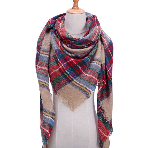 

plaids infinity scarves grid loop scarf blankets women tartan oversized shawl lattice wraps fringed cashmere pashmina, Blue;gray