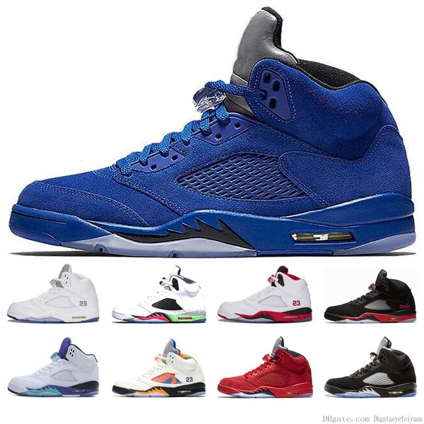 

5 мужская баскетбольная обувь 5s blue suede metallic silver огонь красный белый черный цемент og черный металик oreo бред спортивная обувь м