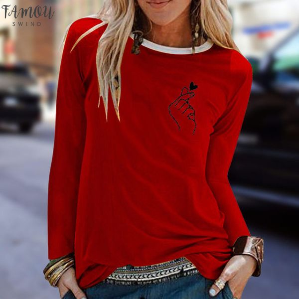 

women tshirt finger printing long sleeve t shirt women casual ladies o neck friends tee shirt femme polera mujer, White