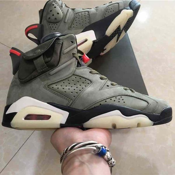 

2019 new travis x 6 cn1084-200 mens basketball shoes for men medium olive 6s designer sports trainers sneakers 7-13 with box