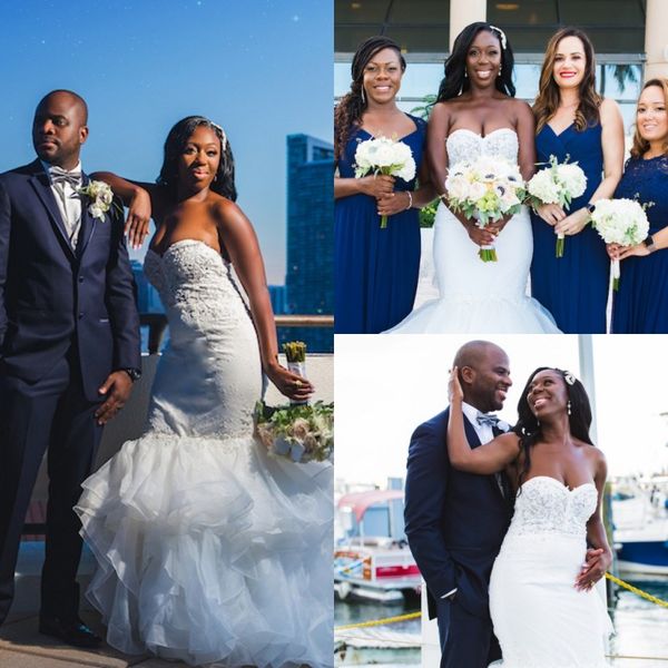 

2019 plus size african mermaid wedding dresses sleeveless sweetheart lace appliqued beaded bridal gowns tiered skirts vestido de novia, White