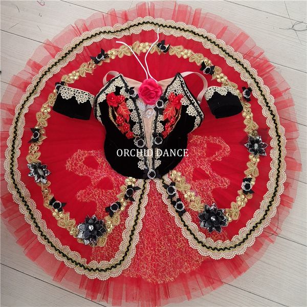 

new design professional performance wear costumes kids girls red ballet tutu, Black;red