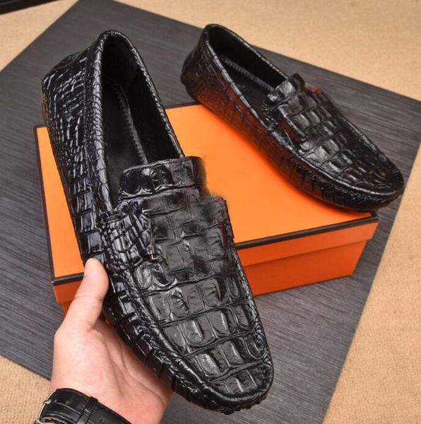 

[orignal box] luxury new h red metal mens formal slip-on gentleman brand wedding dress fashionable shoes size 38-44, Black