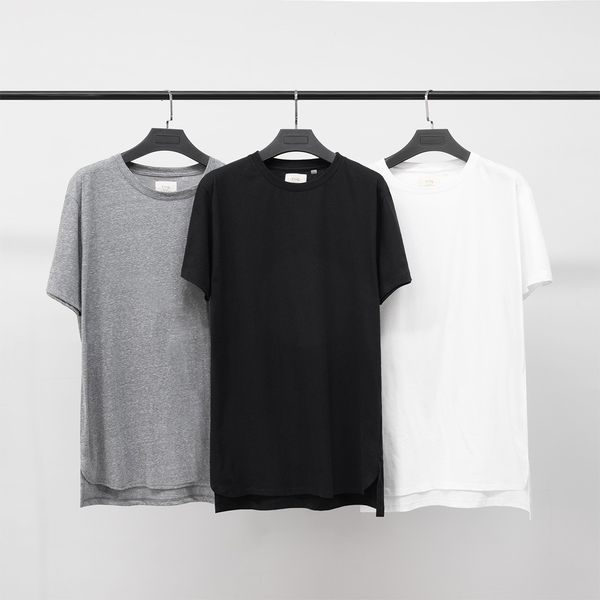 

fear of god plain base short sleeve t-shirt high street fog hem split sleeveless tee, Red