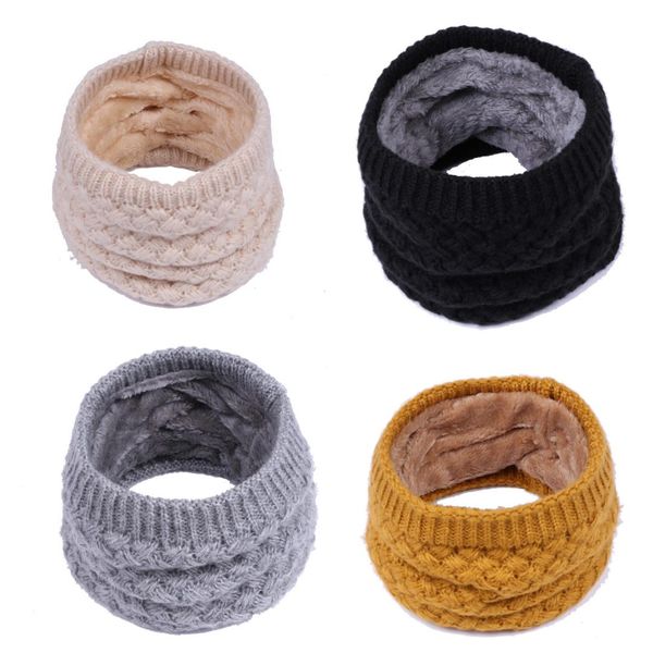 

1pc winter warm brushed knit neck warmer circle go out wrap cowl loop snood shawl outdoor ski climbing scarf for men women, Blue;gray