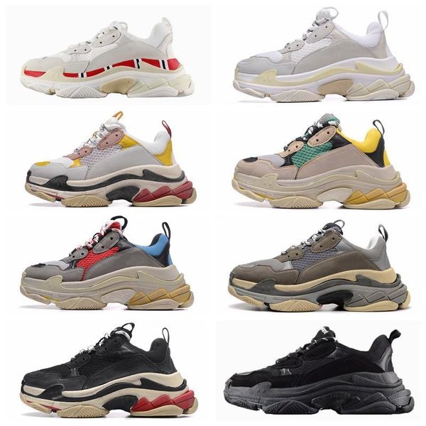 

fashion paris 17fw triple s sneaker six combined soles casual dad shoe for men women beige white black pink tennis shoes 6sfd001