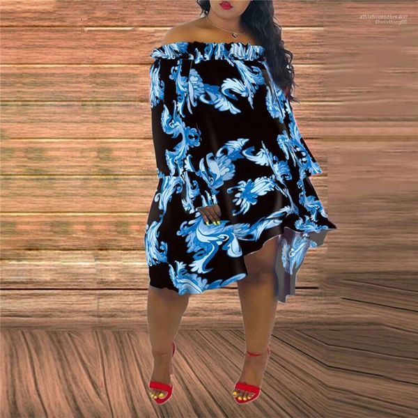 

slash neck strapless panelled womens designer dresses casual females clothing floral print womens casual dresses fashion, Black;gray