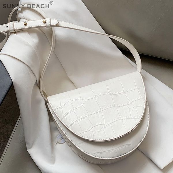 

stone pattern saddle bags for women summer lady travel crossbody shoulder bags female handbags and purses