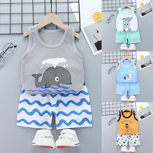 

малыш мальчики детские дети девушки лето без рукавов топ мультфильм жилет + шорты комплект одежды комплект одежды для мальчика девушка одежд, White