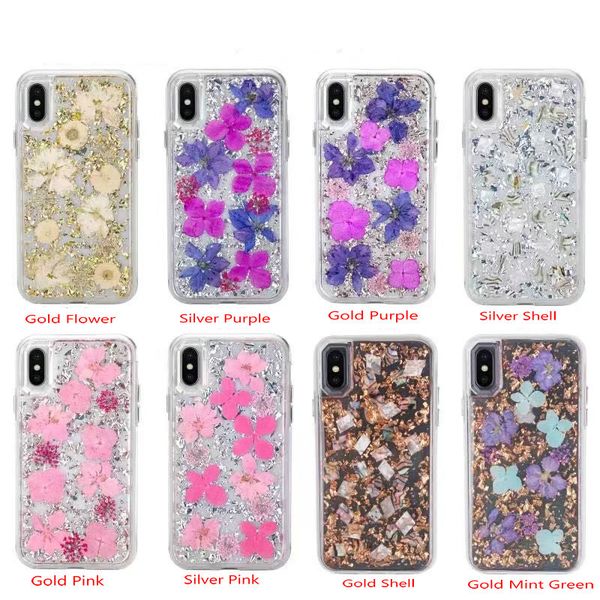 

Блеск Real Dry Case Flower для iPhone Xs Max XR X 8 8 Plus 7 6 6s Samsung Galaxy S9 + Defender Футляр Вернуться Мобильн