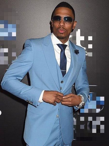 

customizel sky blue groom tuxedos peak lapel slim fit bridegroom blazer men formal suits prom party suits (jacket+pants+tie+vest) 785, Black;gray
