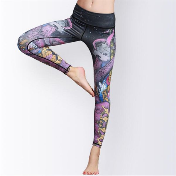 

fitness dance sports pants womens fashion digital print yoga cropped pants running gym workout leggings elastic waist tights sweatpants, White;red