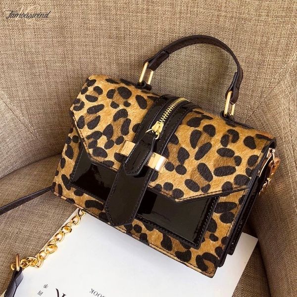 

leopard crossbody bags for women with zipper decoration ladies handbags and purses patent leather small shoulder bag