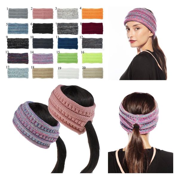 

hairband colorful knit crochet twist ponytail headband winter ear warmer elastic for women hair band wide hair accessories jj20131, Silver