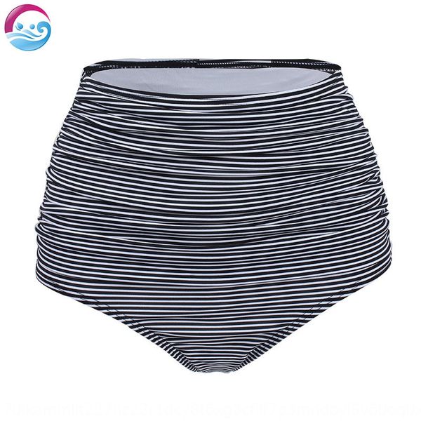 

2020 slim swimsuit swimming trunks striped swimming trunks women's high-waisted triangle large-size swimsuit looks slim, White;black