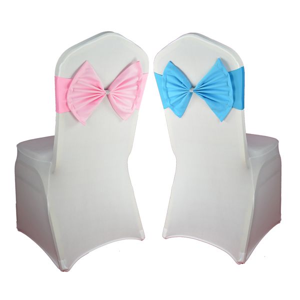 

20pcs/lot red/blue/purple 10 colors spandex l banquet chair bow knot for wedding party kids birthday decoration