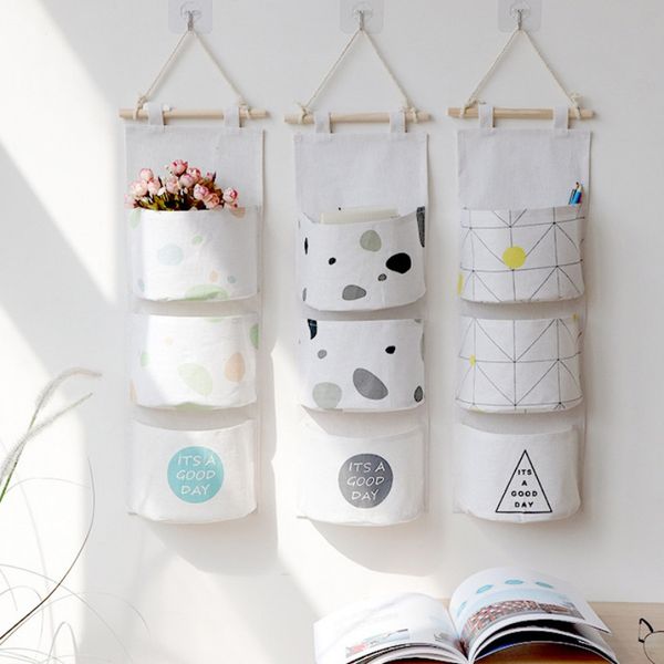 

pocket hanging storage bag for home storage organization household door wardrobe hanging organizer cute three