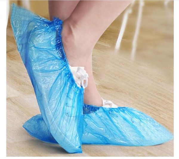 Da plásticas DHL gratuito capas impermeáveis ​​sapatos descartáveis ​​Dia Chuva tapete do assoalho Protector Limpar Azul Tampa da sapata de Galochas Para Casa