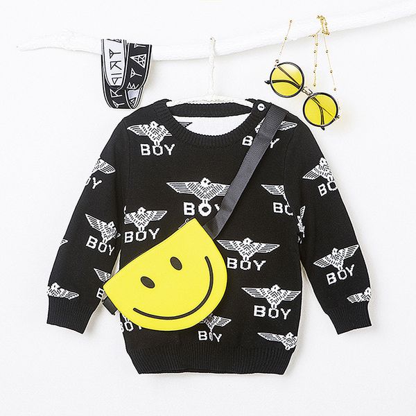 

autumn and winter children's sweater cotton jacquard double-layer children's clothing warm wool knitted sweater, Blue
