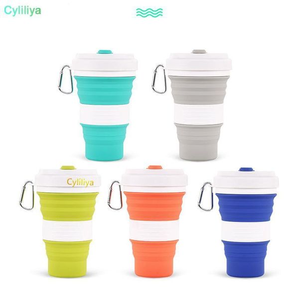 

550ml folding silicone cup travel portable water cup leak proof silica coffee mug drinking collapsible mugs