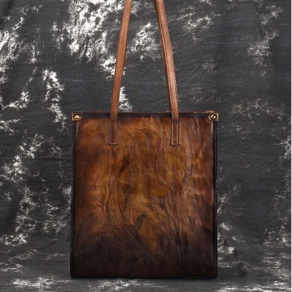 

new brand femal genuine leather handbags ladies retro elegant shoulder bag cow leather handmade deer and tree paintings bags big