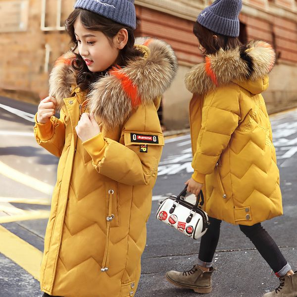 

fashion children down jacket russia winter jacket for girls thick duck down kids outerwears for cold -30 degree parka warm coat, Blue;gray