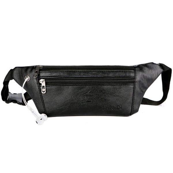 

solid color men pu leather waist bag running fanny pack multifunction packs ultrathin leather male outdoor sport waist pack#1012