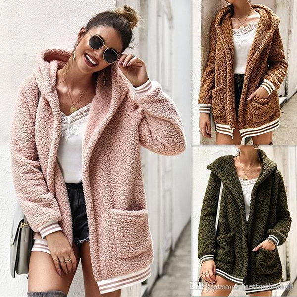 

женщины осень карманы дизайнерская куртка твердые капюшоном с длинными рукавами пальто топы, Black;brown