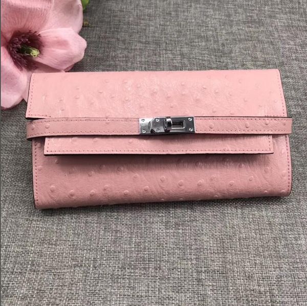 

2020 new ostrich wallet fashion brand women genuine leather fashion wallet all colors ing, Red;black
