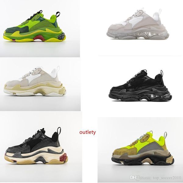 

china 17fw triple-s shoes dark green triple s casual shoes dad shoes for men women beige black sports tennis 35-45