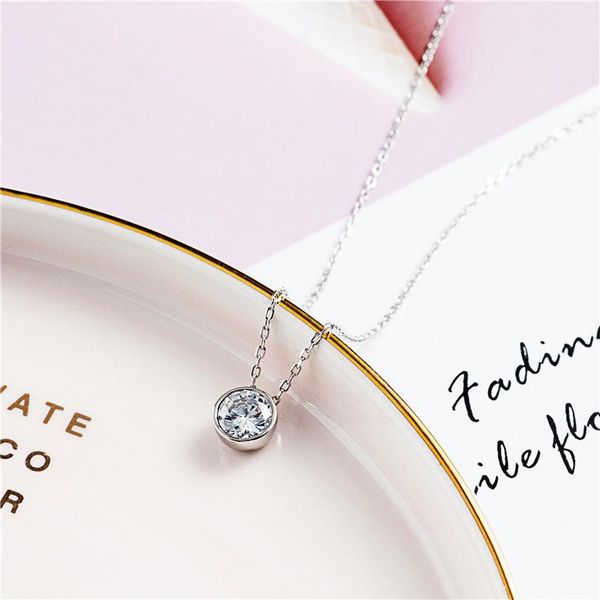 

cubic zirconia necklaces & pendants real 925 sterling silver necklace for women fashion fine jewelry wedding 925-96