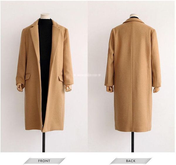 

2020 new manteau femme european fall / winter women fashion oversized quilted woolen coat nibbuns simple outerwear casaco feminino, Black