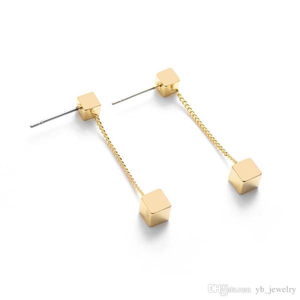 

yc copper plated 14 k gold stud fashion contracted geometry ear wire basic stud earrings original design jewelry women's gift, Silver