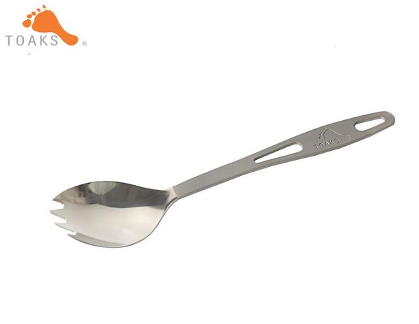 

toaks slv-01 titanium spork semi-polished outdoor picnic and household dual-use tableware spoon 168mm 18g