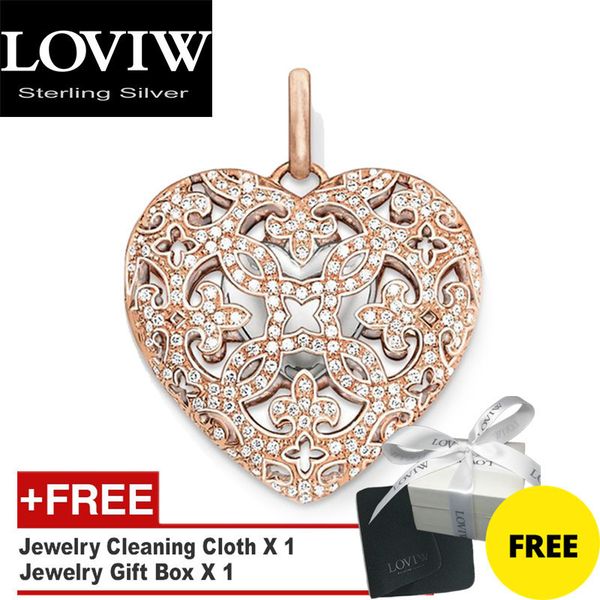 

rose golden pendant love heart locket,2020 summer brand fashion love jewelry thomas sabor silver accessories gift for woman