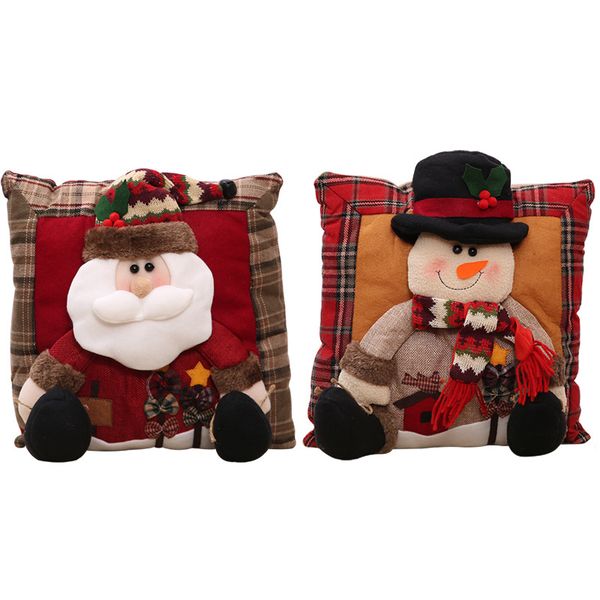 

2019 burlap christmas pillow sofa bed home car office l decorations cushion 3d cartoon santa snowman throw pillow gift