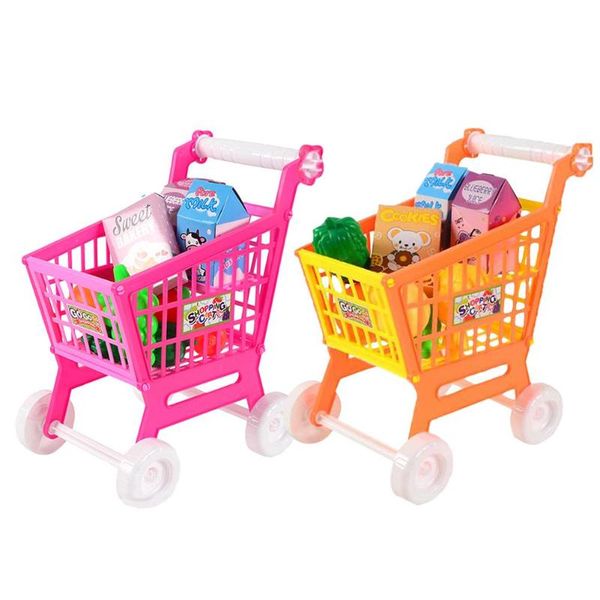 

plastic 21pcs kitchen toy shopping cart set pretend play house food toys improve self-care ability for much happiness