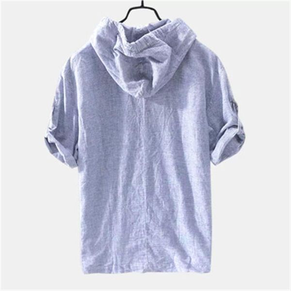 

short sleeve casual retro shirts thin breathable shirt beach blouse mens cotton hedging shirts loose pocket striped hooded, White;black