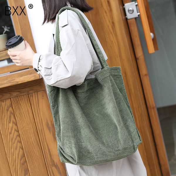 

bxx] women corduroy shopping bags 2020 spring reusable totes lady casual high capacity shoulder beach bag female handbag hk616