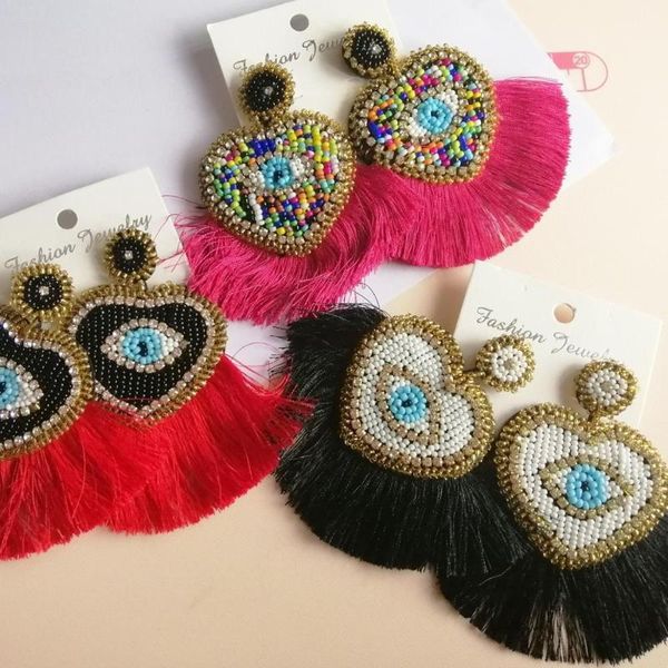 

endless story ethnic jewelry chic boho pendant seed beads earrings ladies vintage bohemian long handmade tassel fashion gift, Silver