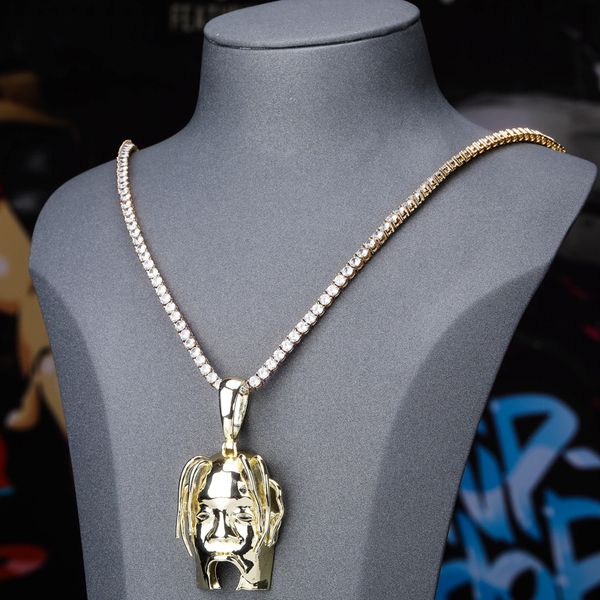 

luxury designer hip hop jewelry mens gold chain pendants iced out tennis chain bling diamond rapper charm men accessories, Silver
