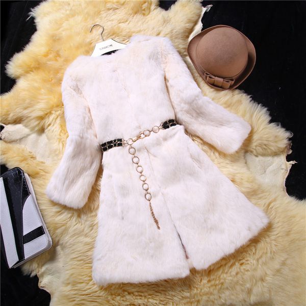 

natural fur slim long women's full pelt real fur coat outerwear women jacket 2018 new autumn and winter plus size s-6xl, Black