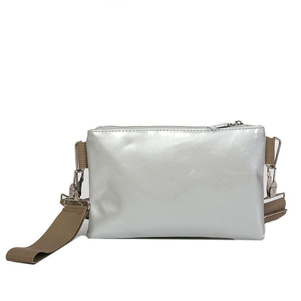 

korean fashion wide strap women crossbody bags designers faux leather shoulder handbag for girls silver small envelop female wai