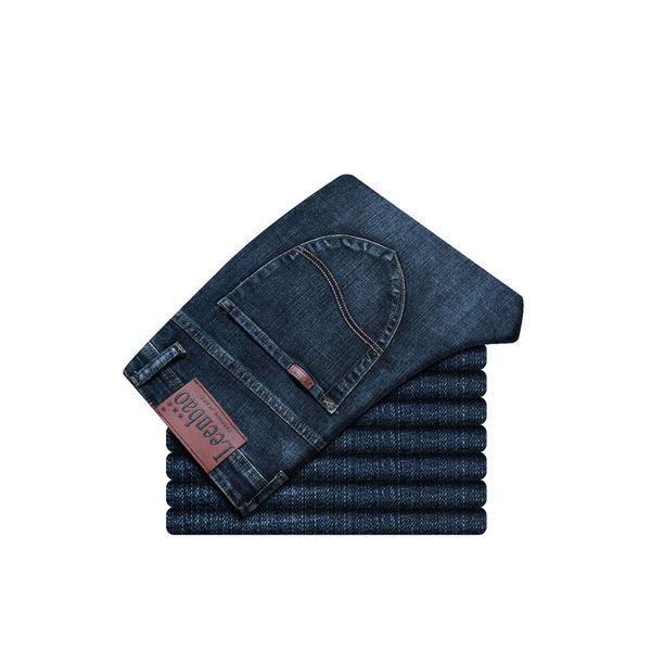 

brand jeans men 2020 slim classic men style business casual blue black elastic straight long pants jeans