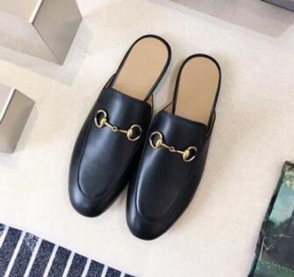 

luxury designer women shoes embroidery women lazy slippers hasp horsebit buckle black loafers leisure shoes 777