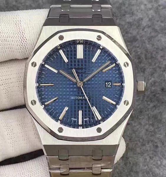 

mens watch automatic mechanical movement blue dial royal oak series mens watch 15400 stainless steel mens watches, Slivery;brown