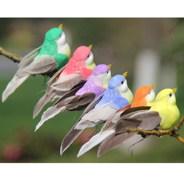 

pack of 12 realistic feathered birds with wires, artificial craft birds for garden parties lawn decor
